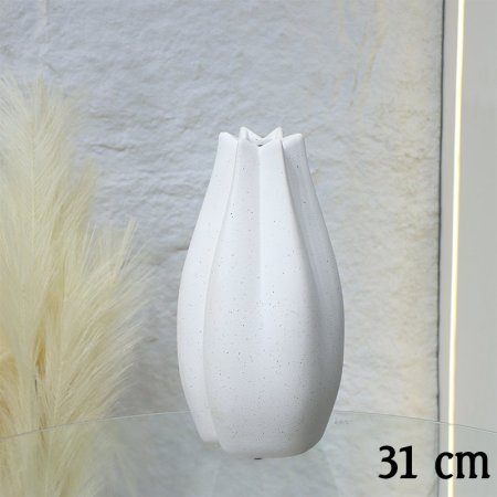 فازة جبص بيج 22سم شكل فطر عنق عريض EL18/1 =ط56